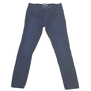 Levi's 711 Skinny Leg Denim Jeans Dark Wash Mid Waist Rise Pocket Embellishment